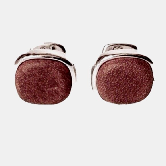 David Yurman Sterling & Leather Cushion Cufflinks - Picture 5 of 5